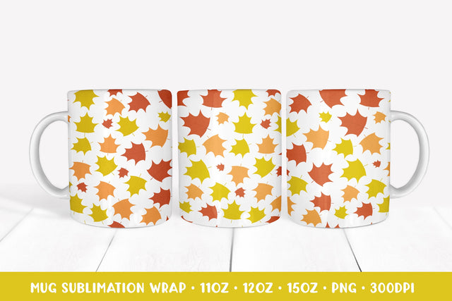 Autumn Maple Leaves Mug Sublimation Wrap Design Sublimation LaBelezoka 