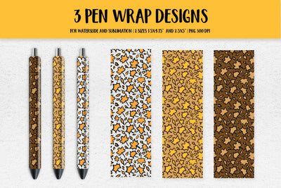 Autumn Maple Leaves Pen Wrap Sublimation. Fall Pen Wrap PNG Sublimation LaBelezoka 