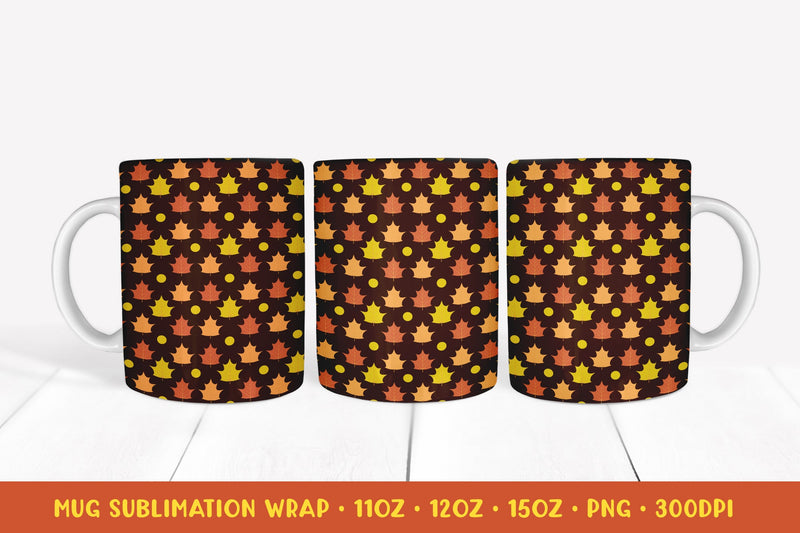 Autumn Mug Sublimation Wrap. Maple Leaves Mug Wrap Design Sublimation LaBelezoka 