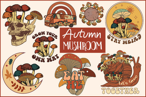 Autumn Mushroom Sublimation Bundle Sublimation Rupkotha 