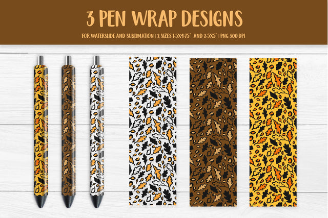 Autumn Oak Leaves Pen Wrap Sublimation or Waterslide Sublimation LaBelezoka 