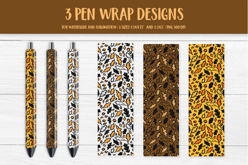 Autumn Oak Leaves Pen Wrap Sublimation or Waterslide Sublimation LaBelezoka 