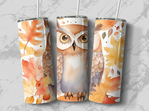 Autumn Owl Tumbler wrap Sublimation Luvleigh Digitals 