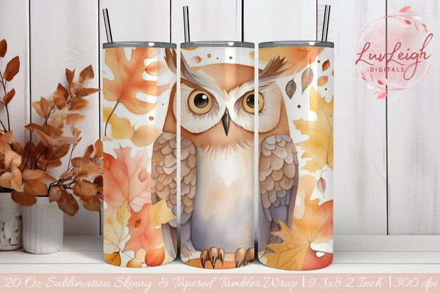 Autumn Owl Tumbler wrap Sublimation Luvleigh Digitals 