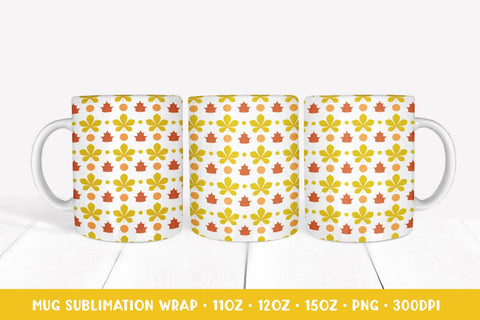 Autumn Pattern Mug Wrap Sublimation. 3 Fall Mug Wrap Designs Sublimation LaBelezoka 