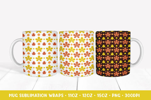 Autumn Pattern Mug Wrap Sublimation. 3 Fall Mug Wrap Designs Sublimation LaBelezoka 