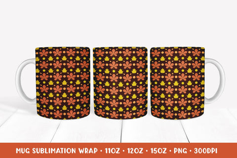 Autumn Pattern Mug Wrap Sublimation. 3 Fall Mug Wrap Designs Sublimation LaBelezoka 