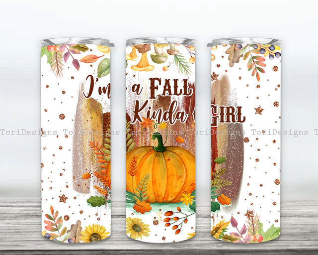 Autumn Pumpkin 20 oz Skinny Tumbler Sublimation Design Digital Download PNG Sublimation ToriDesigns 
