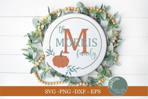 Autumn Pumpkin Family Monogram Round SVG-Fall SVG Round SVG Linden Valley Designs 
