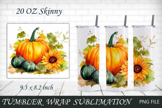 Autumn pumpkin sublimation, Fall 20 oz skinny tumbler wrap Sublimation AnastasiyaArtDesign 