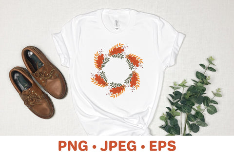 Autumn round frame. Fall leaves wreath sublimation design Sublimation LaBelezoka 