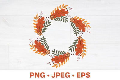 Autumn round frame. Fall leaves wreath sublimation design Sublimation LaBelezoka 