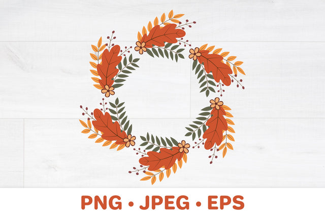 Autumn round frame. Fall leaves wreath sublimation design Sublimation LaBelezoka 