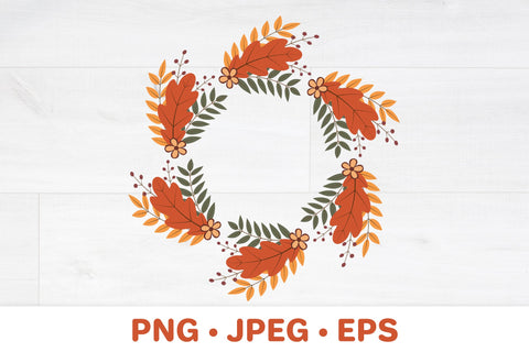 Autumn round frame. Fall leaves wreath sublimation design Sublimation LaBelezoka 