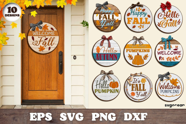 Autumn Round Signs | Svg Bundle | Door Hangers SVG SvgOcean 