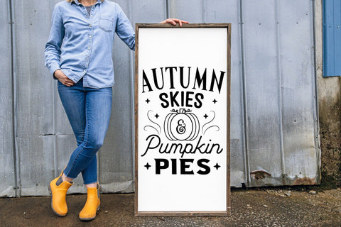 Autumn Skies & Pumpkin Pies | Fall Farmhouse Sign SVG SVG CraftLabSVG 