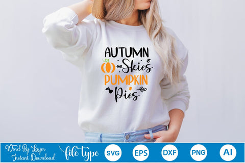 Autumn Skies Pumpkin Pies SVG SVGs,Quotes and Sayings,Food & Drink,On Sale, Print & Cut SVG DesignPlante 503 