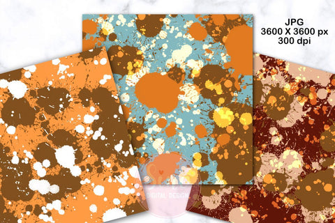 Autumn Splatter Digital Papers Backgrounds Digital Pattern SineDigitalDesign 