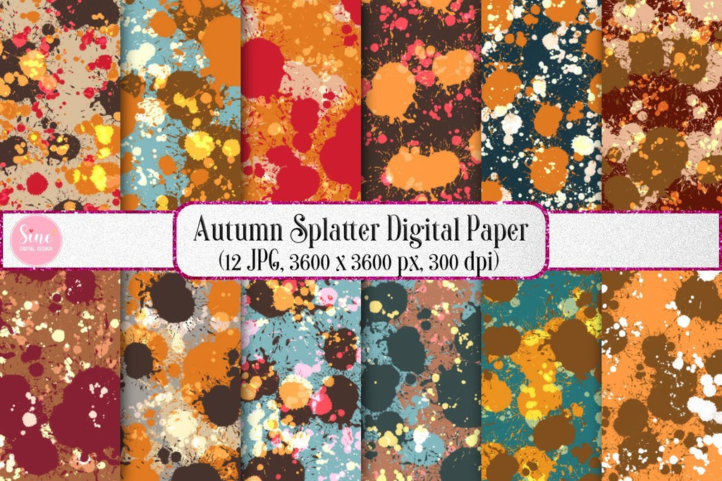 Autumn Splatter Digital Papers Backgrounds - So Fontsy