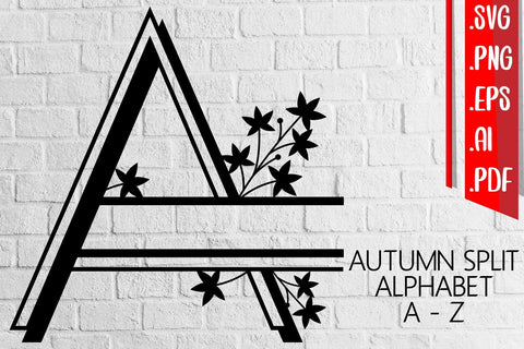 Autumn Split Alphabet A-Z Svg eps ai png pdf SVG zafrans studio 