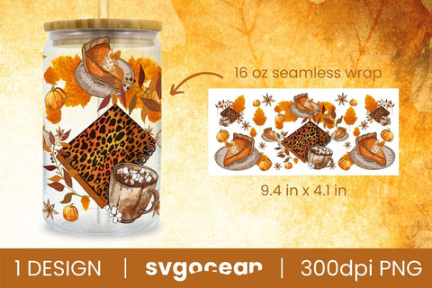 Autumn Sublimation Design | PNG | 16 Oz Libbey Glass Sublimation SvgOcean 
