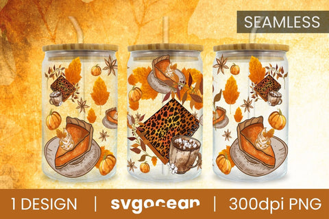 Autumn Sublimation Design | PNG | 16 Oz Libbey Glass Sublimation SvgOcean 