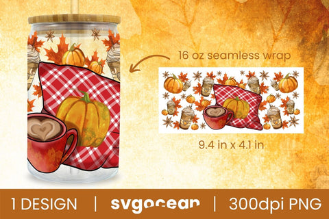 Autumn Sublimation | PNG | 16 Oz Libbey Glass Sublimation SvgOcean 