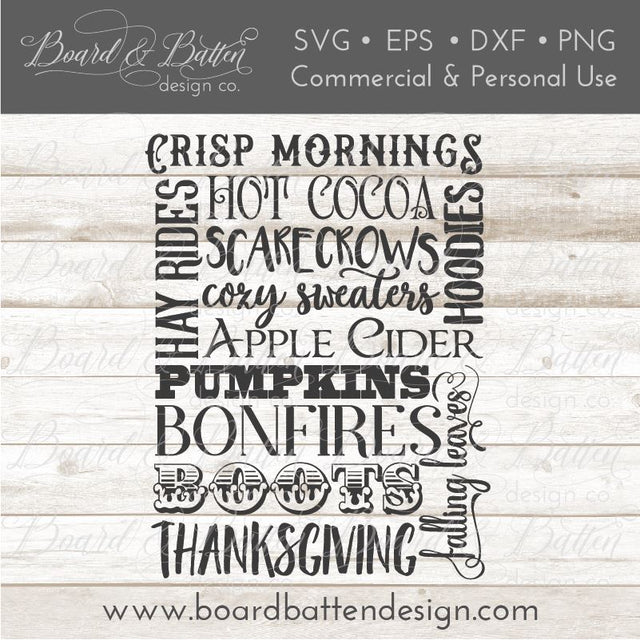 Autumn Subway Art SVG Cut File SVG Board & Batten Design Co 