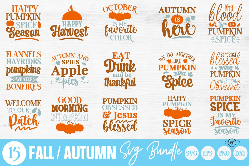 Autumn SVG Bundle, Fall SVG Bundle - So Fontsy