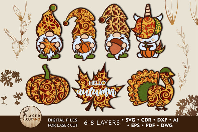 AUTUMN SVG Bundle Multilayer Laser Cut Files or for Paper Craft SVG LaserCutano 