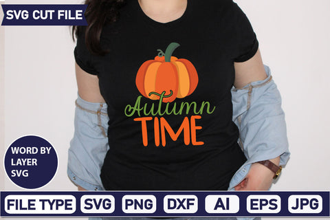 Autumn Time SVG Cut File SVGs quotes-and-sayings food-drink mini-bundles print-cut on-sale Clipart Clip Art Sublimation or Vinyl Shirt Design SVG DesignPlante 503 