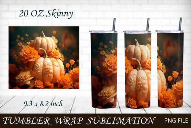 Autumn tumbler with stacked pumpkin, 3d fall tumbler png Sublimation AnastasiyaArtDesign 