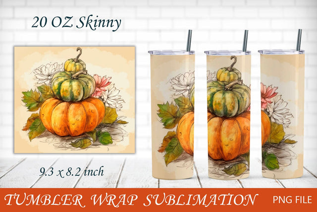 Autumn tumbler wrap with pumpkin png, Fall tumbler sublimation Sublimation AnastasiyaArtDesign 