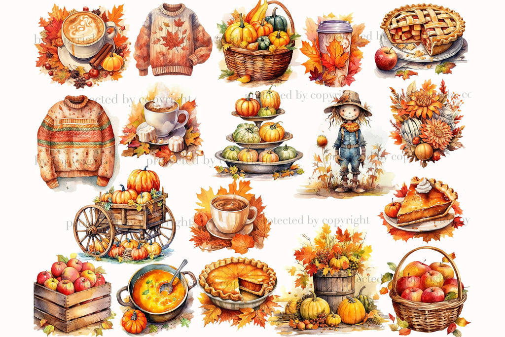 Autumn Vibes Clipart | Cozy Fall Clipart Set - So Fontsy