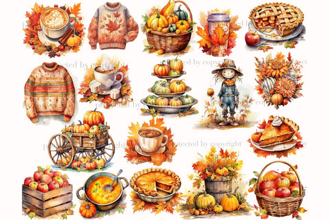 Autumn Vibes Clipart | Cozy Fall Clipart Set SVG GlamArtZhanna 