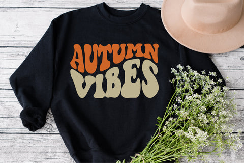 Autumn Vibes svg, Autumn Saying svg, Retro Wavy Letters svg, Cozy Autumn svg, Retro Autumn svg, Women Autumn Shirt svg, Silhouette & Cricut SVG Fauz 