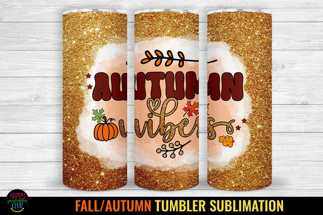 Autumn Vibes Tumbler Sublimation I Fall Tumbler Wrap PNG Sublimation Happy Printables Club 