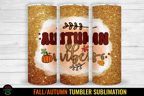 Autumn Vibes Tumbler Sublimation I Fall Tumbler Wrap PNG Sublimation Happy Printables Club 