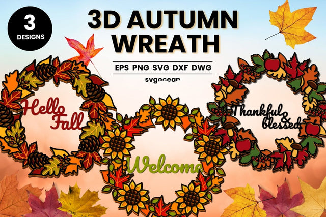 Autumn Wreath Layered Svg Bundle SVG SvgOcean 