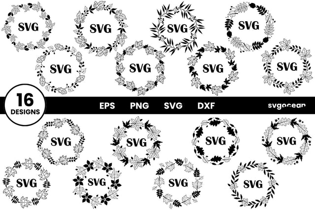Autumn Wreath Monogram SVG Bundle | Fall Cut File | Frame SVG SvgOcean 