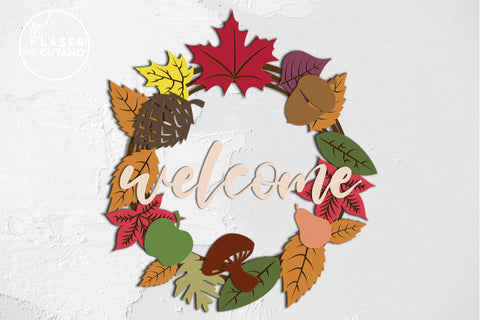 AUTUMN WREATH Multilayer Laser Cut Files, Mandala, Round Sign SVG, 3D Designs, Mini Design Bundles SVG LaserCutano 