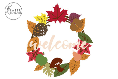 AUTUMN WREATH Multilayer Laser Cut Files, Mandala, Round Sign SVG, 3D Designs, Mini Design Bundles SVG LaserCutano 