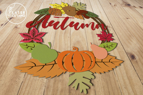 AUTUMN WREATH Multilayer Laser Cut Files, Mandala, Round Sign SVG, 3D Designs, Mini Design Bundles SVG LaserCutano 