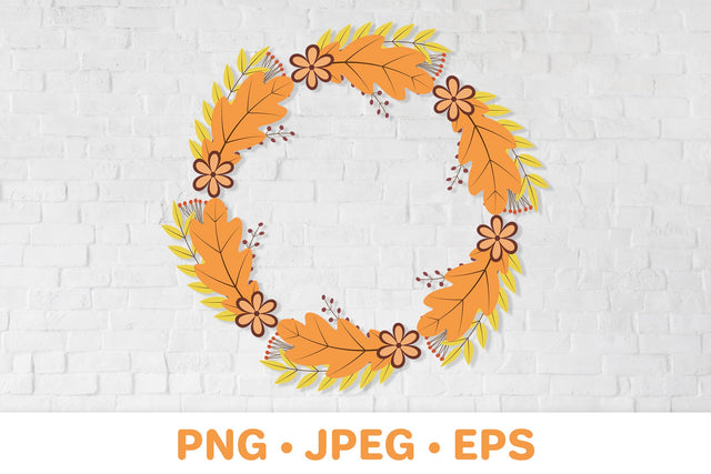 Autumn wreath sublimation design. Fall leaves round frame Sublimation LaBelezoka 