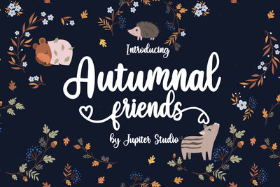 Autumnal Friends Script Font (Script Fonts, Romantic Fonts, Love Fonts) Font Jupiter Studio Fonts 