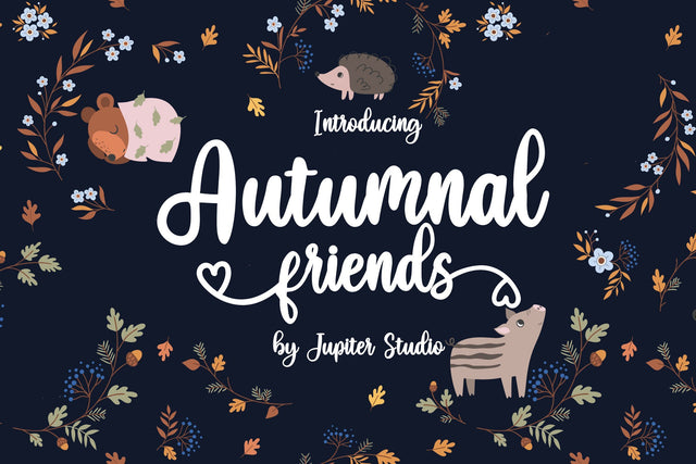 Autumnal Friends Script Font (Script Fonts, Romantic Fonts, Love Fonts) Font Jupiter Studio Fonts 