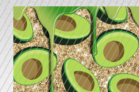 Avocado 20oz Skinny Tumbler Sublimation Gold Glitter Sublimation Marlene Campos 