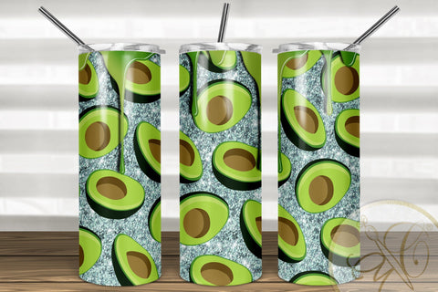 Avocado 20oz Skinny Tumbler Sublimation Mint Glitter Sublimation Marlene Campos 