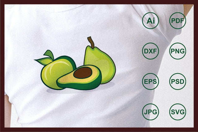 Avocado apple pear fruit design illustration SVG Leamsign Studio 