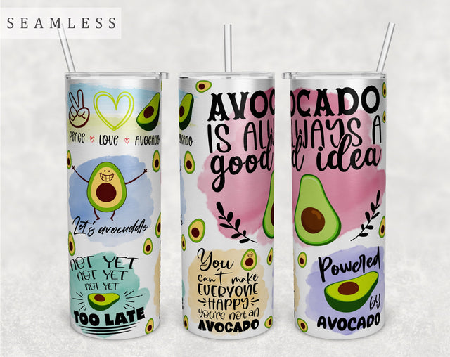 Avocado Quotes Tumbler Wrap, 20 Oz Skinny Tumbler Sublimation Design, Seamless Avocado Sayings Tumbler PNG Sublimation HappyDesignStudio 